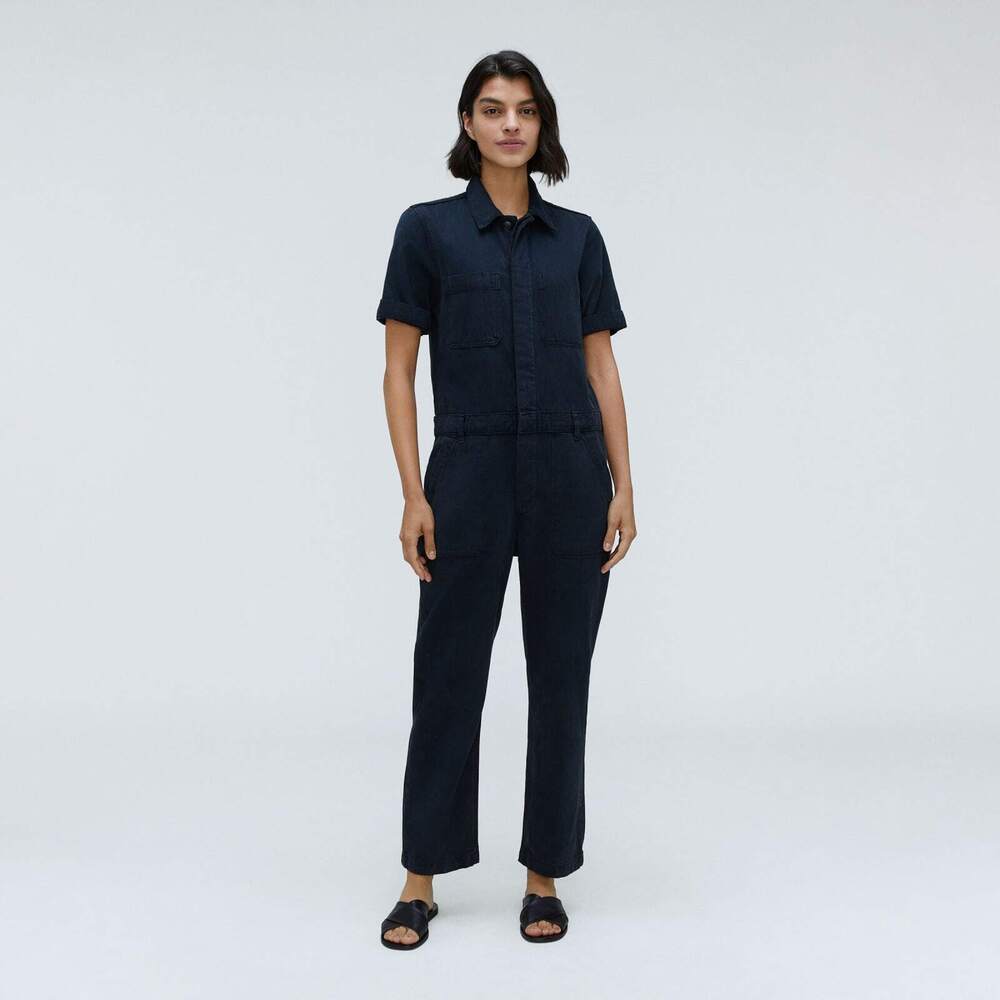 Everlane The Supersoft Jean Coverall Black Base - Size 0
